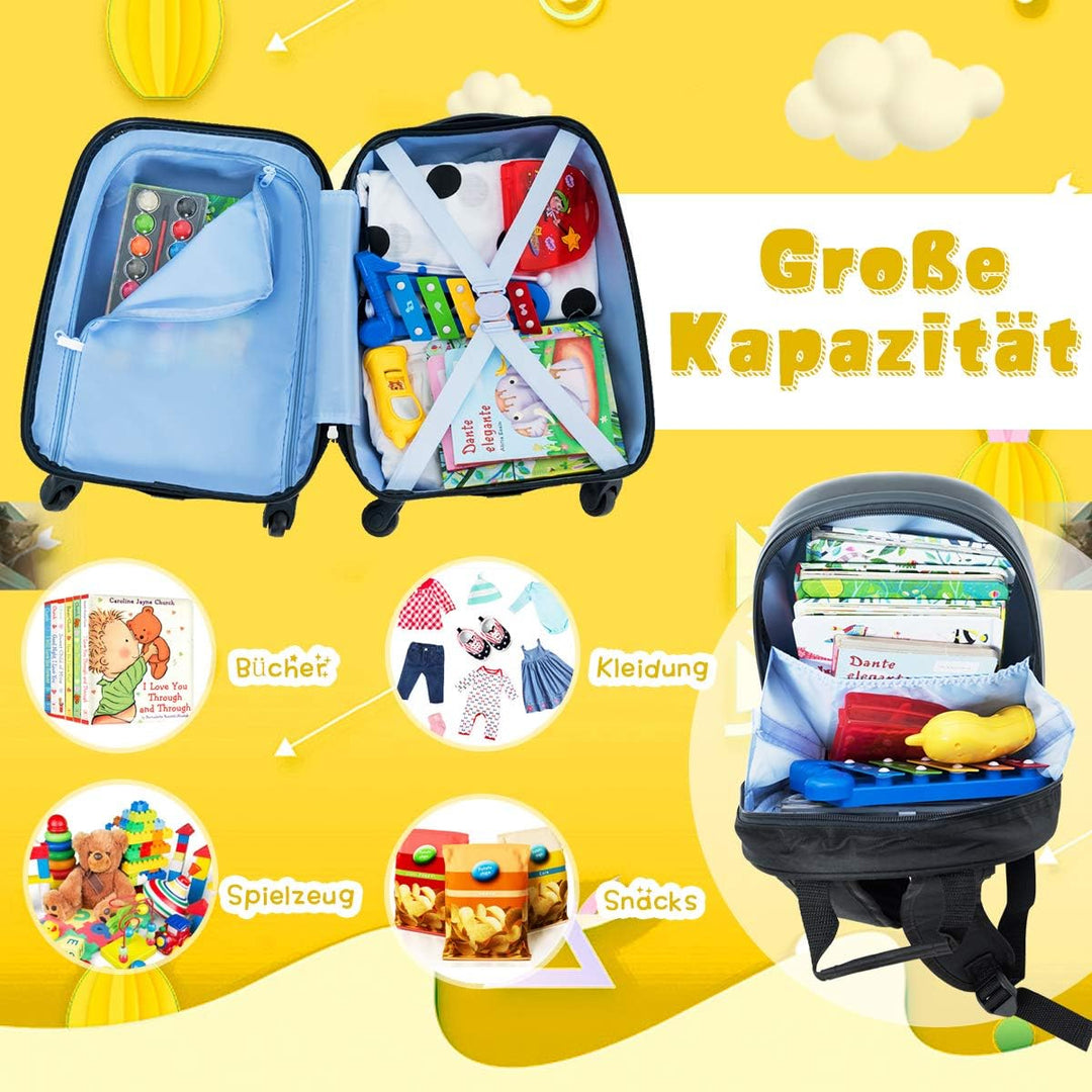 GOPLUS Kinderkoffer mit Rucksack, Kids Trolley, Kindergepäck mit Rollen, Reisekoffer mit Teleskopgri