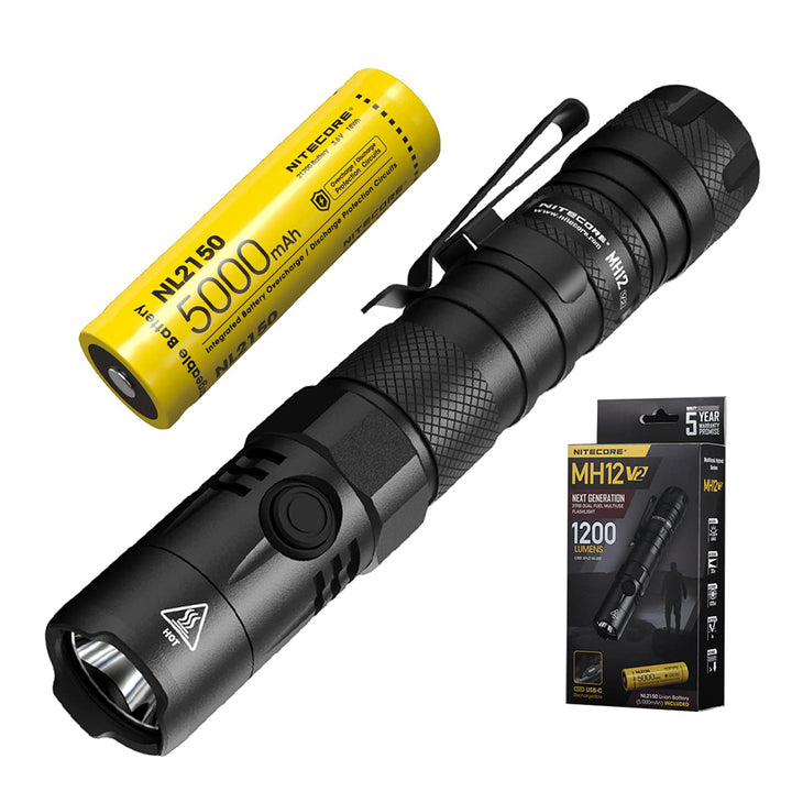Nitecore MH12 V2 taktische Lampe – 1200 Lumen Taschenlampe wiederaufladbar – IP68 wasserdicht (21700