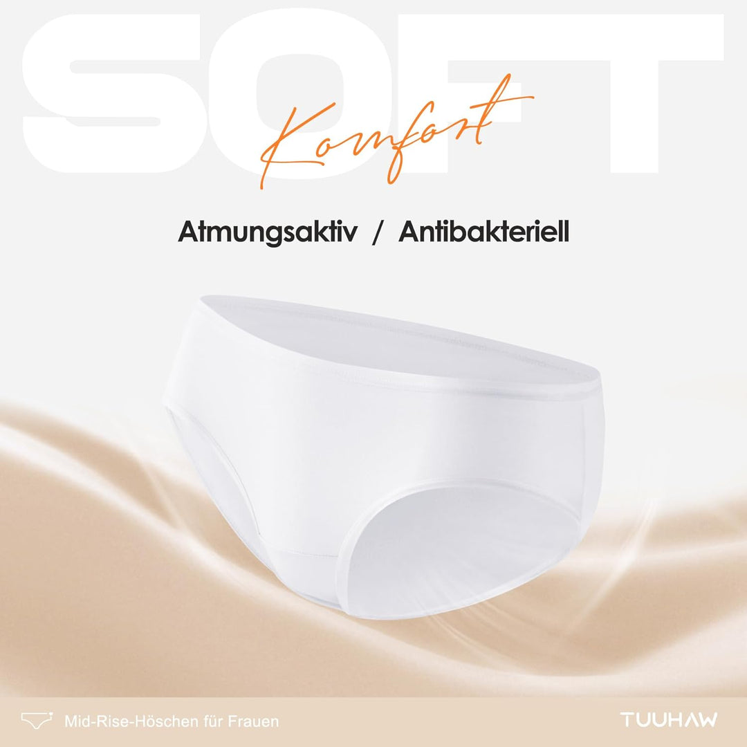 TUUHAW Unterhosen Damen Unterwäsche 6er Pack Baumwolle Slips Mittel Taille Panties S 6*mehrfarbig-4,