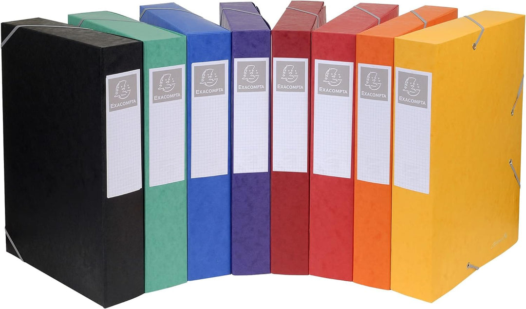 Exacompta 50600E 8er Pack Premium Sammelboxen aufgebaut mit Gummizug 60 mm breit aus extra starkem C