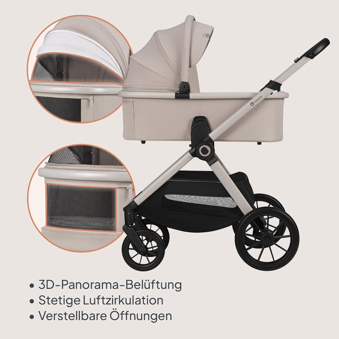 LIONELO LAYLA 2 in 1 Kombikinderwagen Kinderwagen 0-48 Monate bis 22 kg, Babywanne bis 9 kg, Rückenl