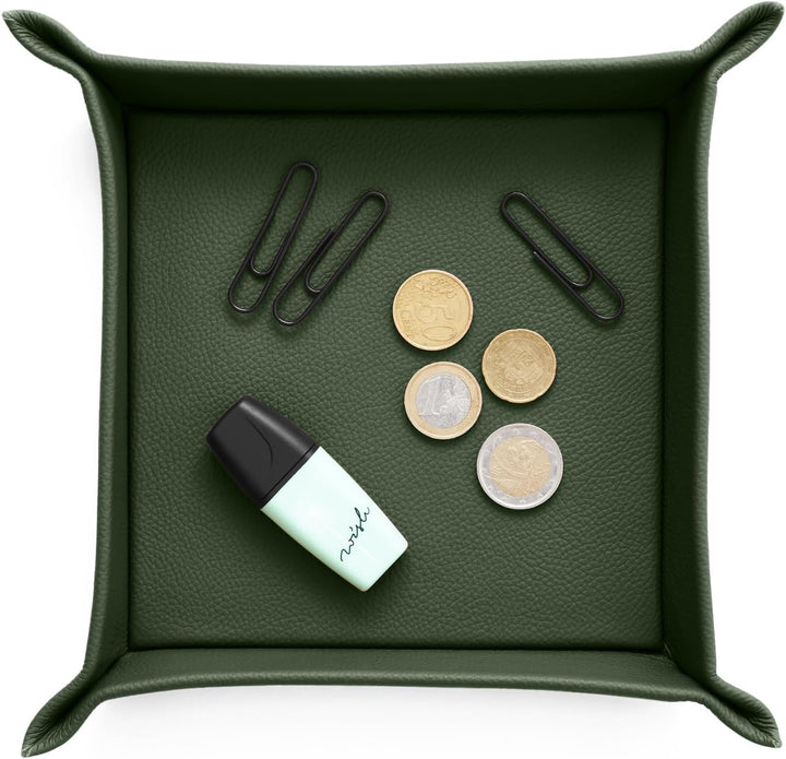 Eglooh - Iris - Taschenleerer aus echtem Leder Grün - Schreibtisch-Organizer mit modernem Design - A
