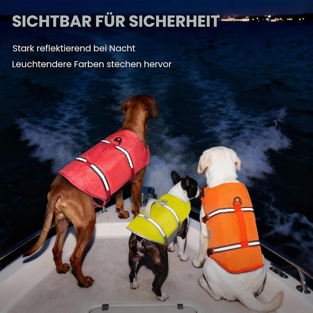 VIVAGLORY Ripstop Hunde Rettungsweste für Kleine Mittel Grosse Hunde Bootfahren, Hund Schwimmweste m