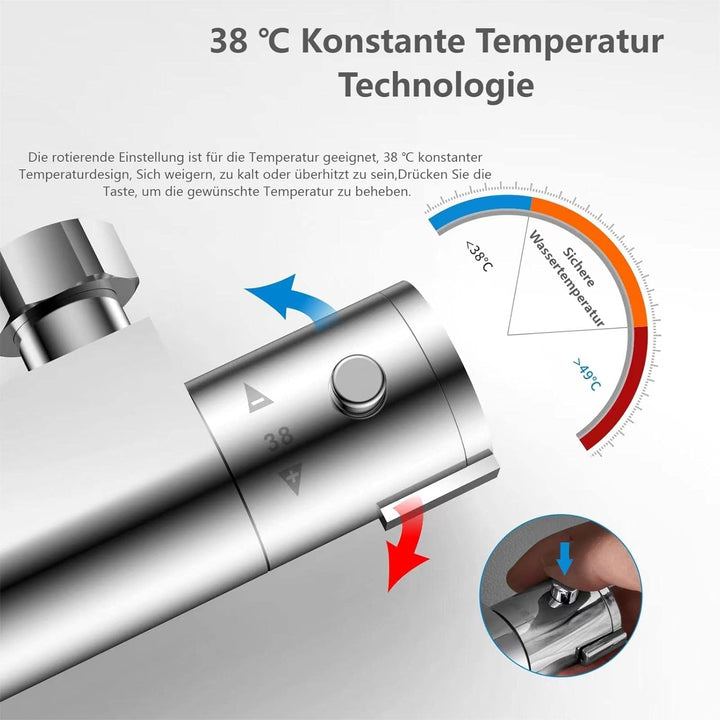 YOOZENA Duscharmatur Komplettset,Duscharmatur mit Thermostat,Regendusche mit armatur, Duschsystem,fü