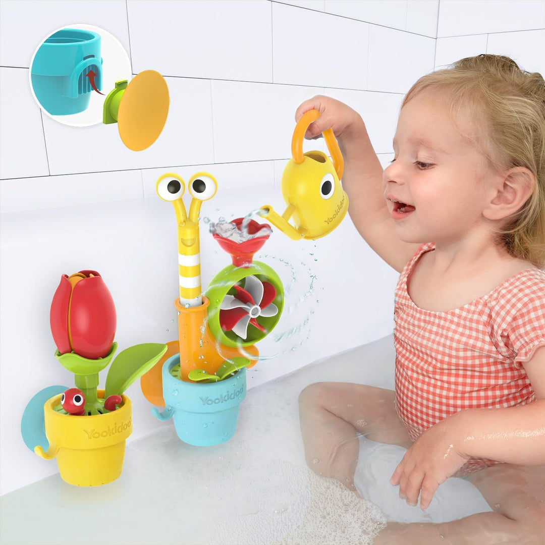 Yookidoo Baby-Badespielzeug für Kleinkinder (Alter 1–3 Jahre), Gartenabenteuer-Set, Schnecke und Blu