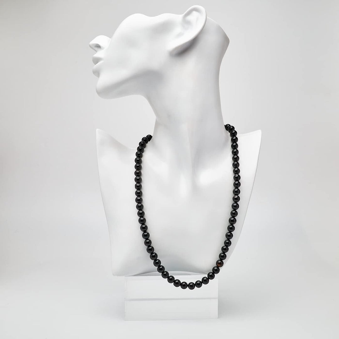 Handgemachte Herren Perlenkette Kette Tigerauge Onyx Grau Achat Jaspis | 8MM Natürliche Edelsteine H
