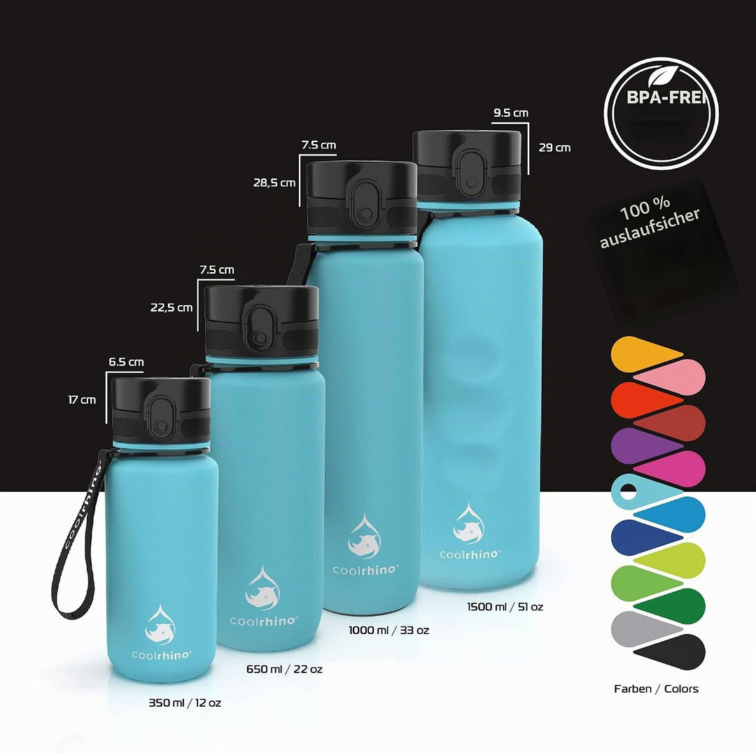 Trinkflasche 350ml I 650ml I 1L I 1,5L für Sport, Outdoor, Schule, Fitness &amp; Kinder - Wasserflasche