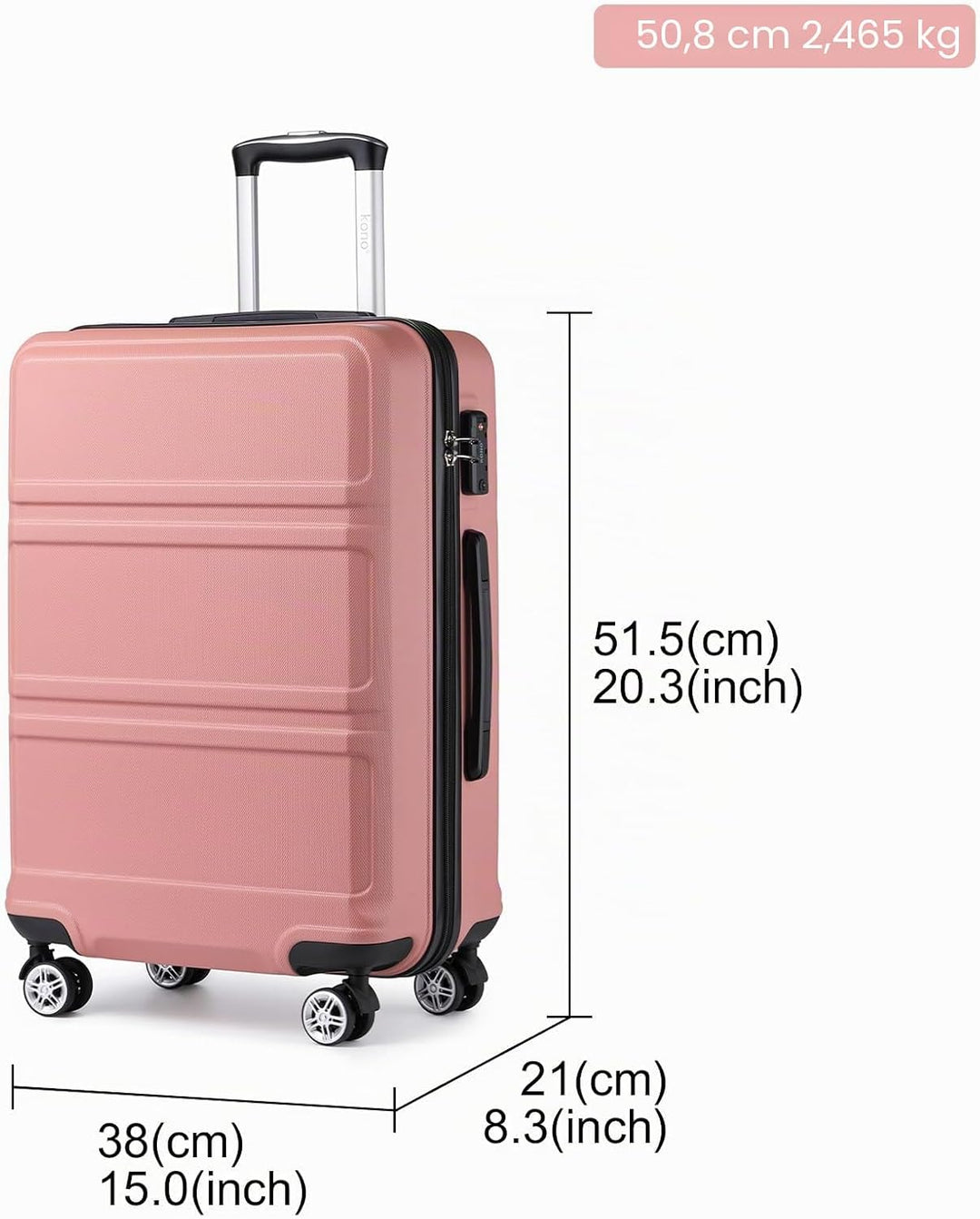 KONO Koffer Trolley Hartschale Handgepäck Zwillingsrollen Leichtgewicht ABS Kabinentrolley Reisekoff