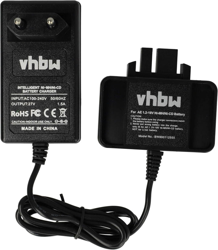 vhbw Ladegerät kompatibel mit AEG MX9.6, PBS 3000, PES 7.2T Werkzeug NI-Cd, NiMH-Akkus