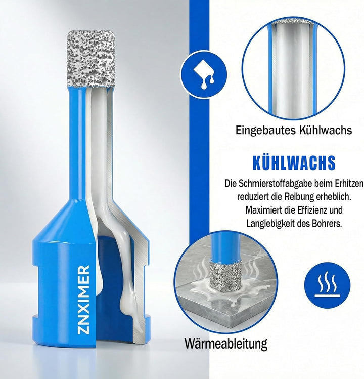 Diamant Fliesenbohrer Set - 11 Teilig 6/6/8/10/20/35/50/68mm Diamantbohrer mit Diamantscheibe 125mm