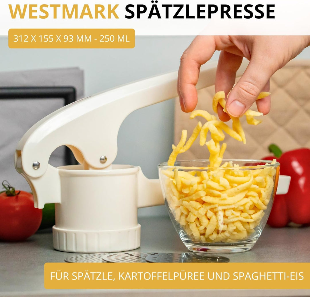 Westmark Spätzle- und Kartoffelpresse 1 Stk. – Vielseitige Teigpresse für Spätzle, Kartoffelpüree un