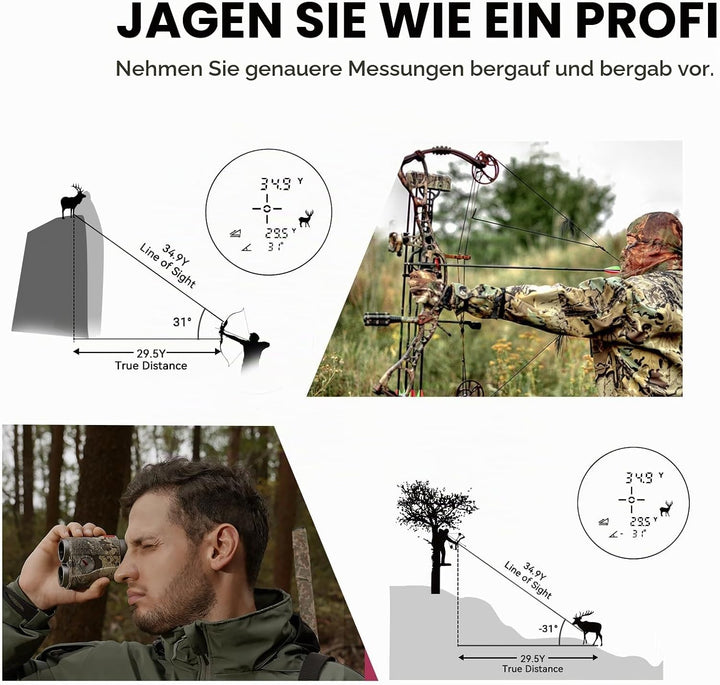 MiLESEEY 1000Yds/915m Laser Entfernungsmesser Jagd,Rotes oder Schwarzes Dual-Display,CR2-Batterie