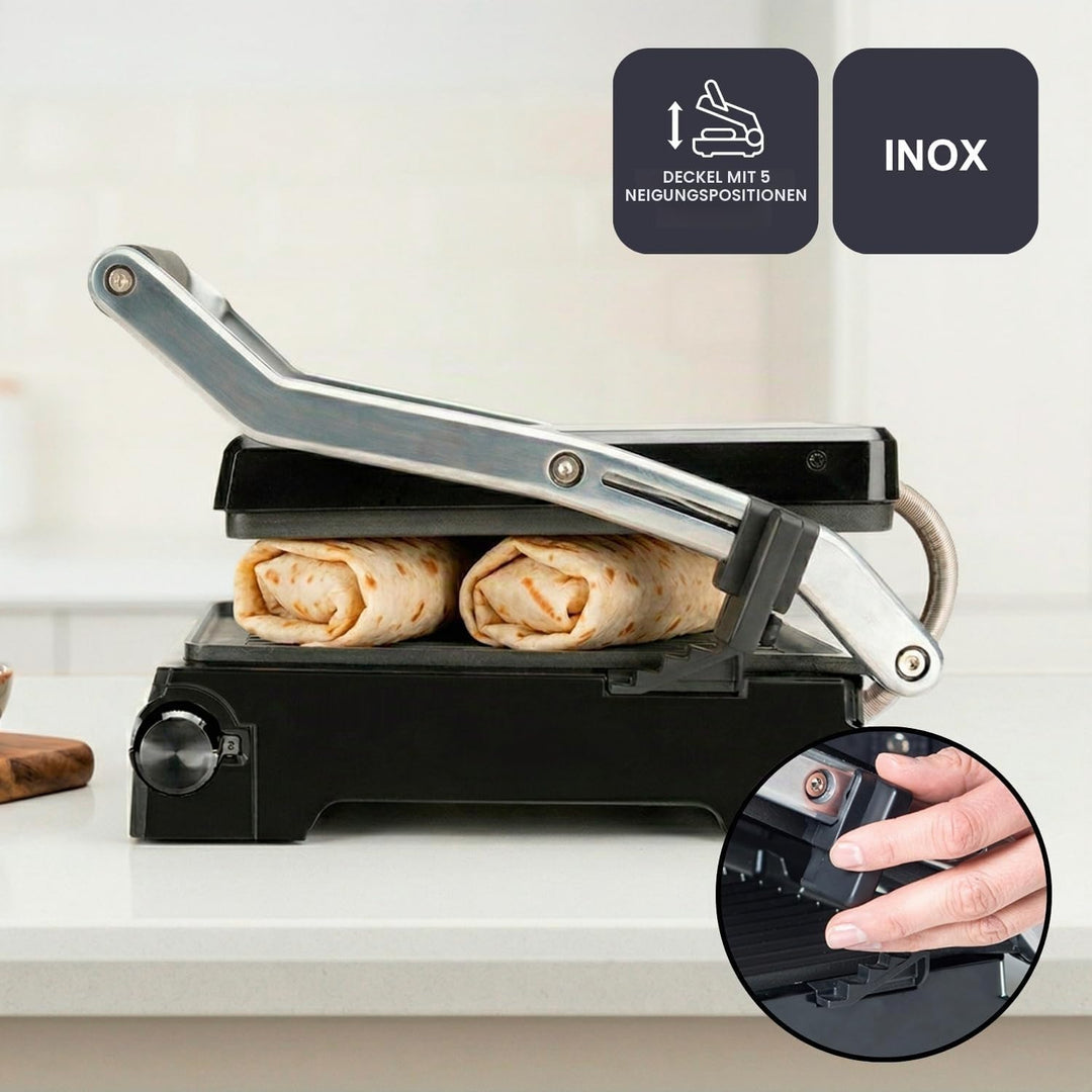 Black+Decker BXGR2200E -2-in-1: glatte Platten und Grill, Zubreiten von Fleisch, Fisch, Gemüse, 180º