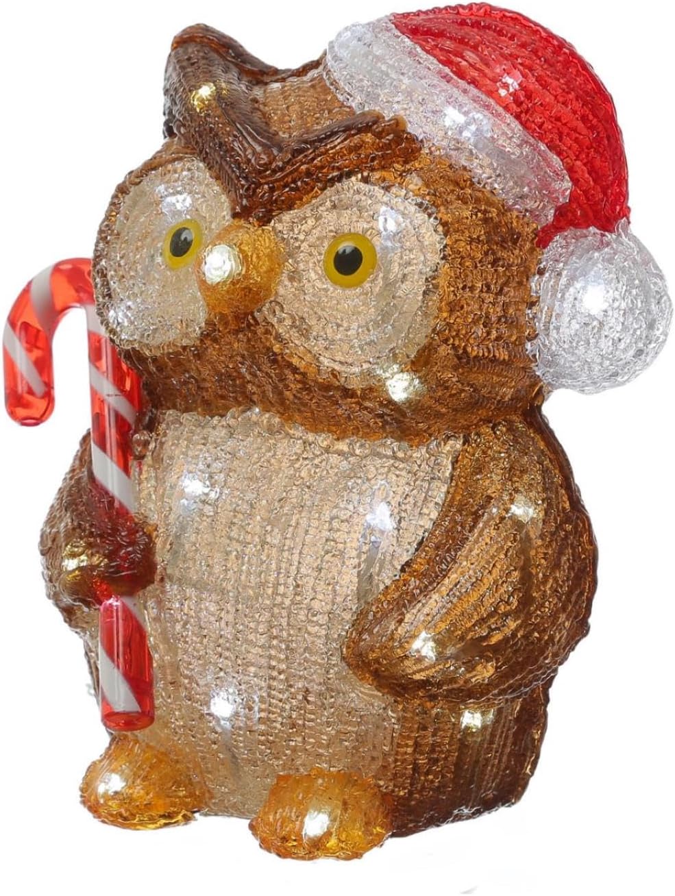 Acrylfigur Weihnachten Aussen Dekofigur Gartenfigur 24cm (LED Eule mit Zuckerstange), LED Eule mit Z