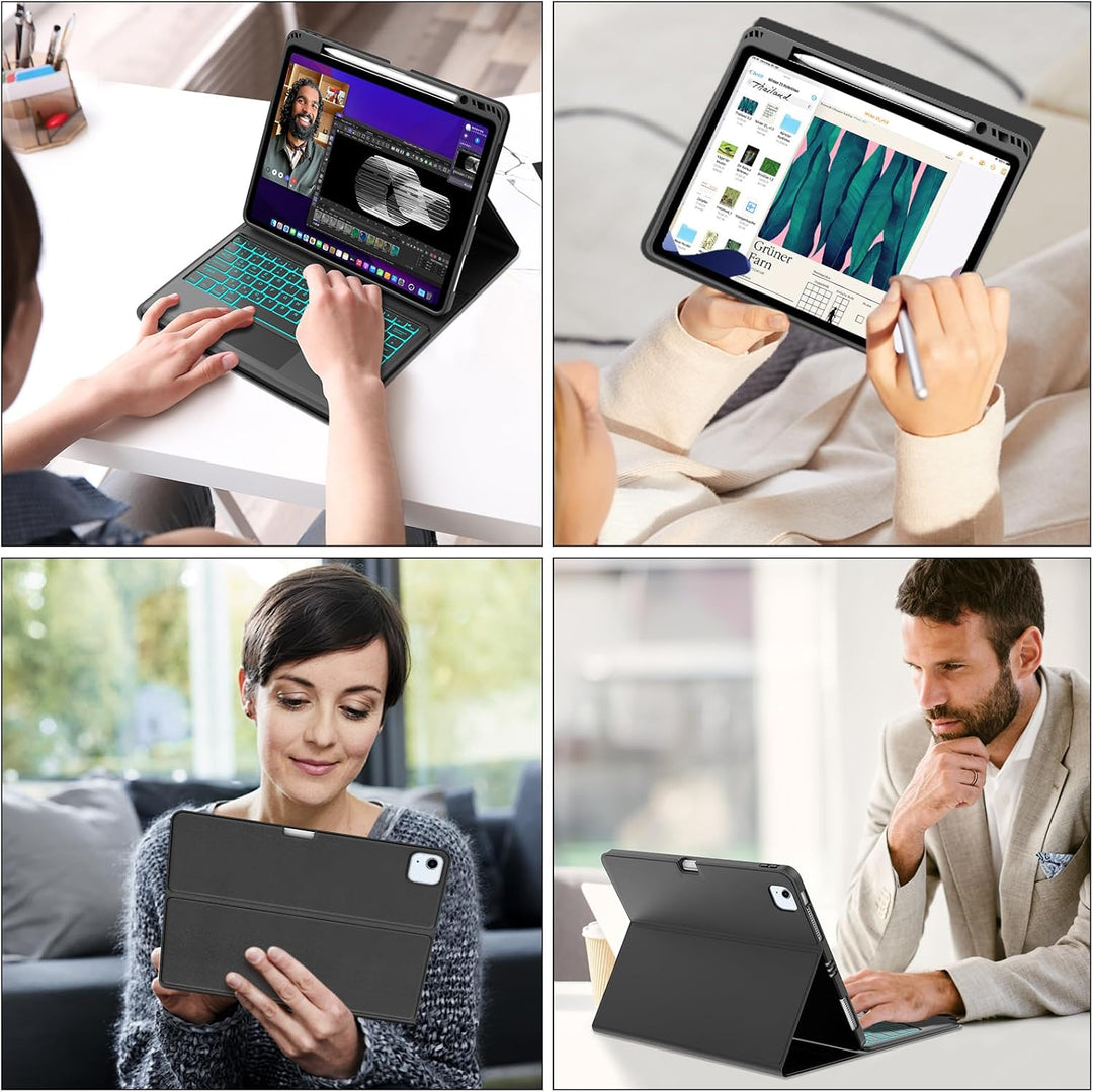 Tastatur für iPad Air 13" M4 2026/M2/M3 (2024/2025) mit Touchpad, Hülle mit Tastatur für iPad Pro 12