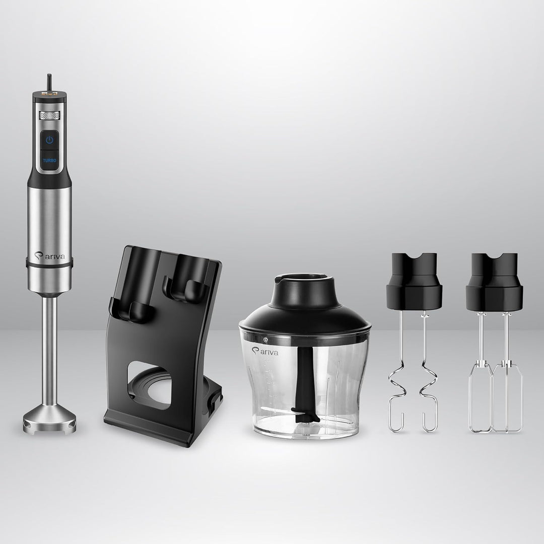 Premium 6-in-1 Stabmixer Set 1200W mit LED-Display & Timer - Multifunktions-Pürierstab Edelstahl mit