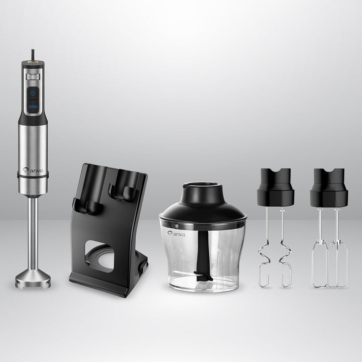 Premium 6-in-1 Stabmixer Set 1200W mit LED-Display & Timer - Multifunktions-Pürierstab Edelstahl mit