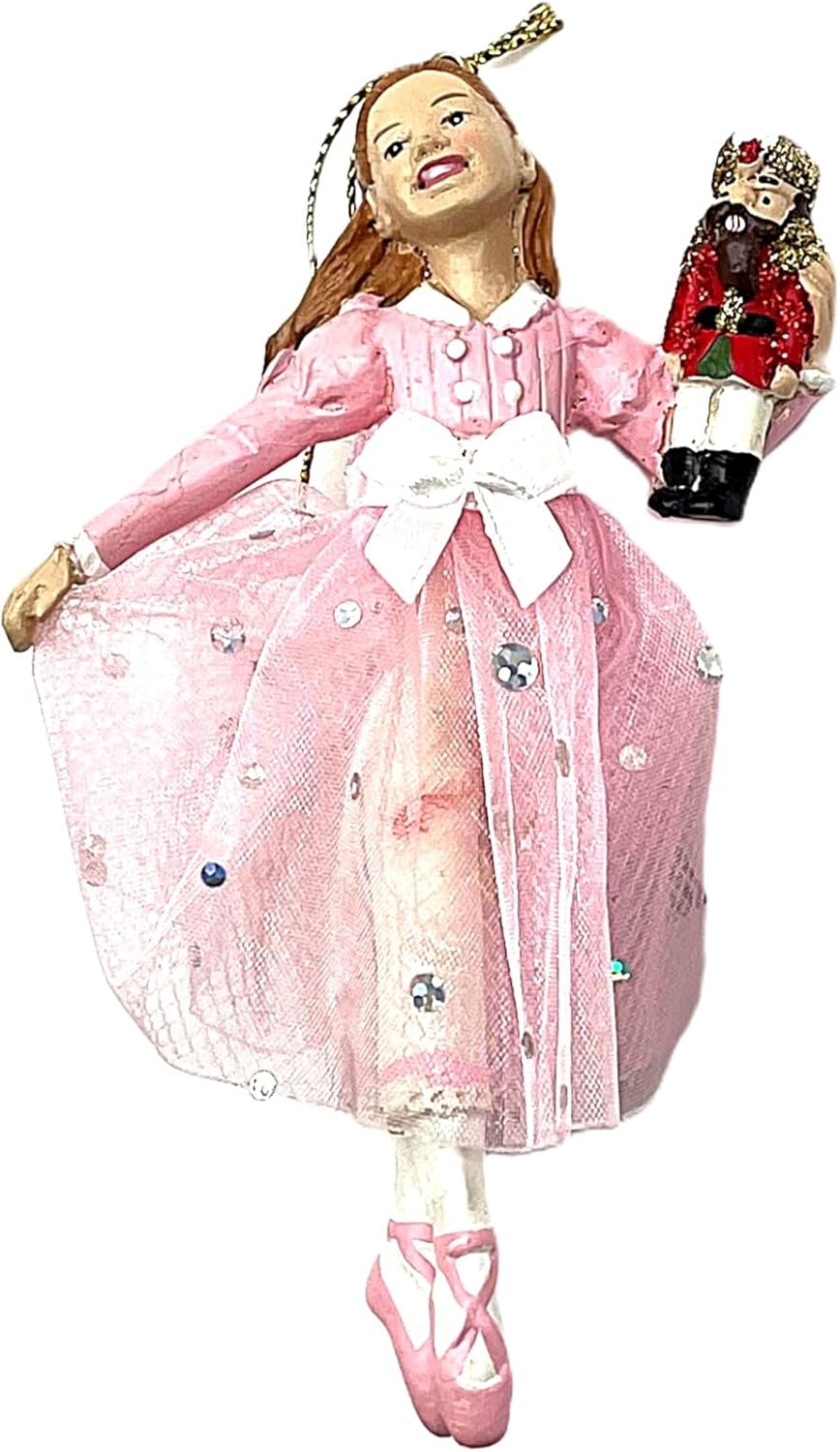 Clara in Pink Dress with Nutcracker Christmas Ornament Nutcracker Suite Ballet