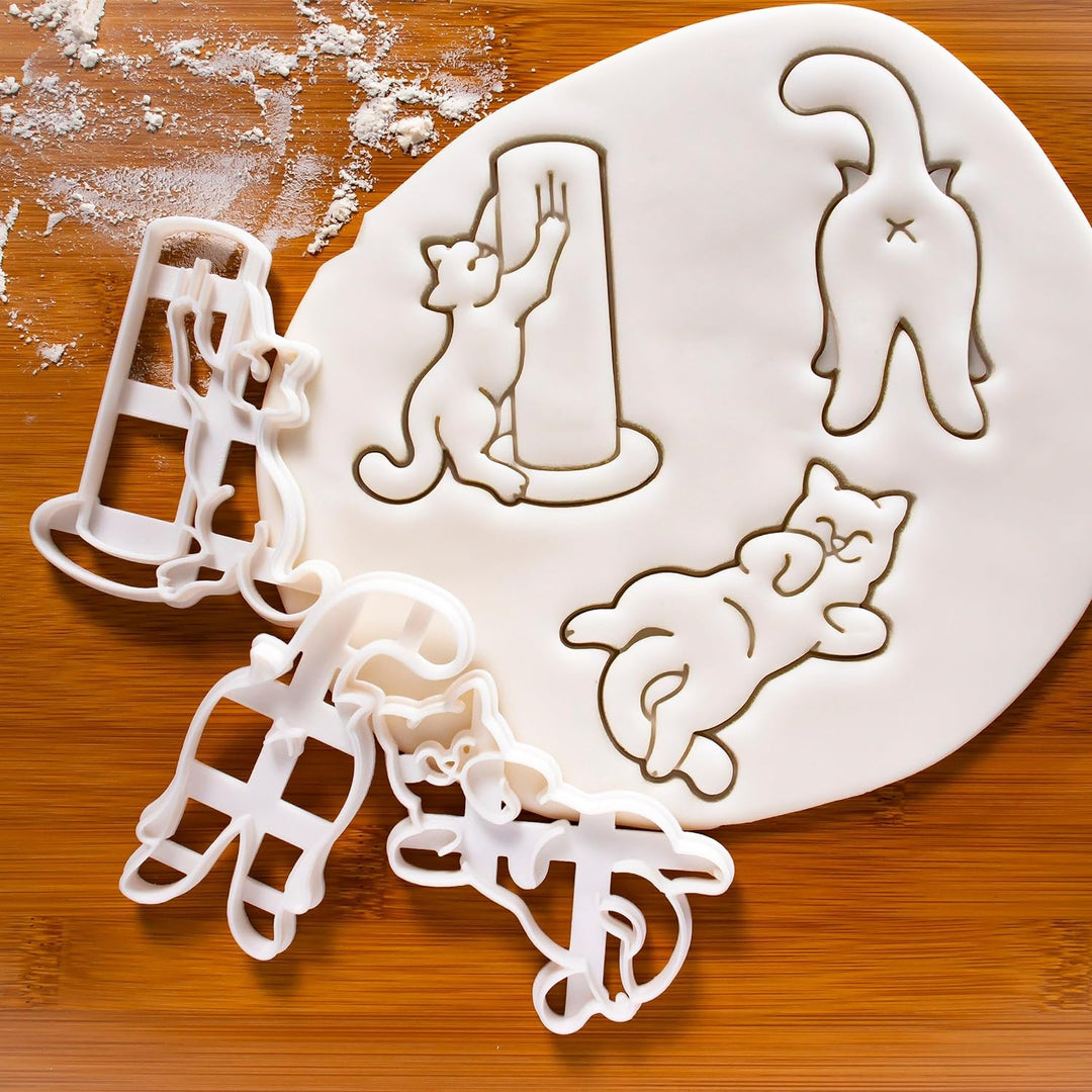 3er Katze Ausstechformen (Formen: Katzenkratzbaum, Katze Rollt, und Katze Hintern), 3 Teil