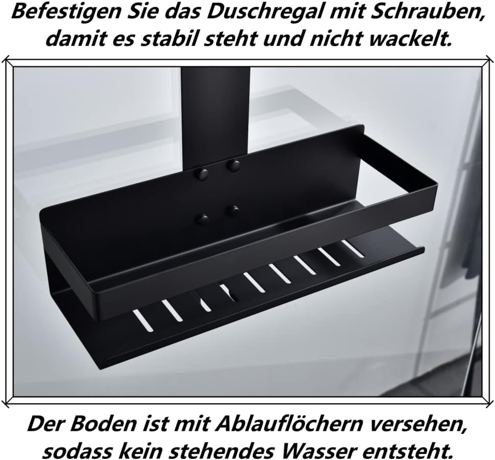 Duschablage zum Hängen,Edelstahl Duschkorb Hängeregal,Mattschwarz Duschregal Shampoo Halterung mit H