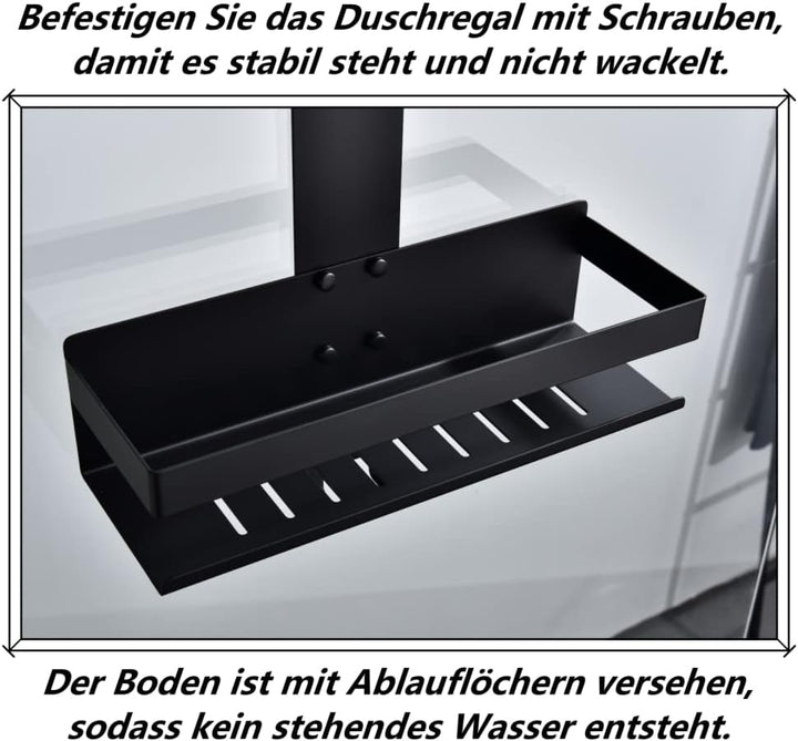 Duschablage zum Hängen,Edelstahl Duschkorb Hängeregal,Mattschwarz Duschregal Shampoo Halterung mit H