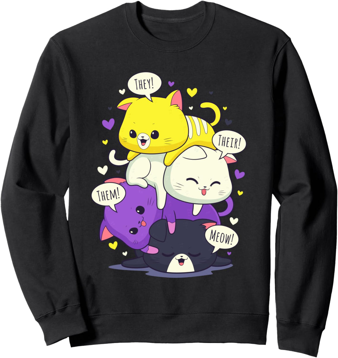 Nicht-binäre Katzen sie ihre LGBTQ Homosexuell Stolz Monat Sweatshirt