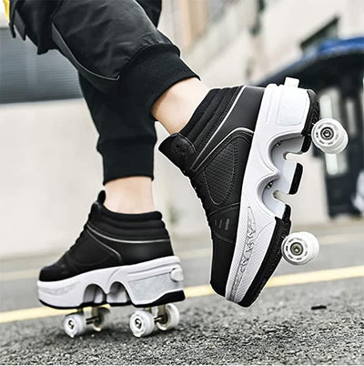 Schuhe mit Rollen LED Leuchtend Skates 4-Rad Verstellbare Rollschuhe Verstecktes Rad für Laufsportsc