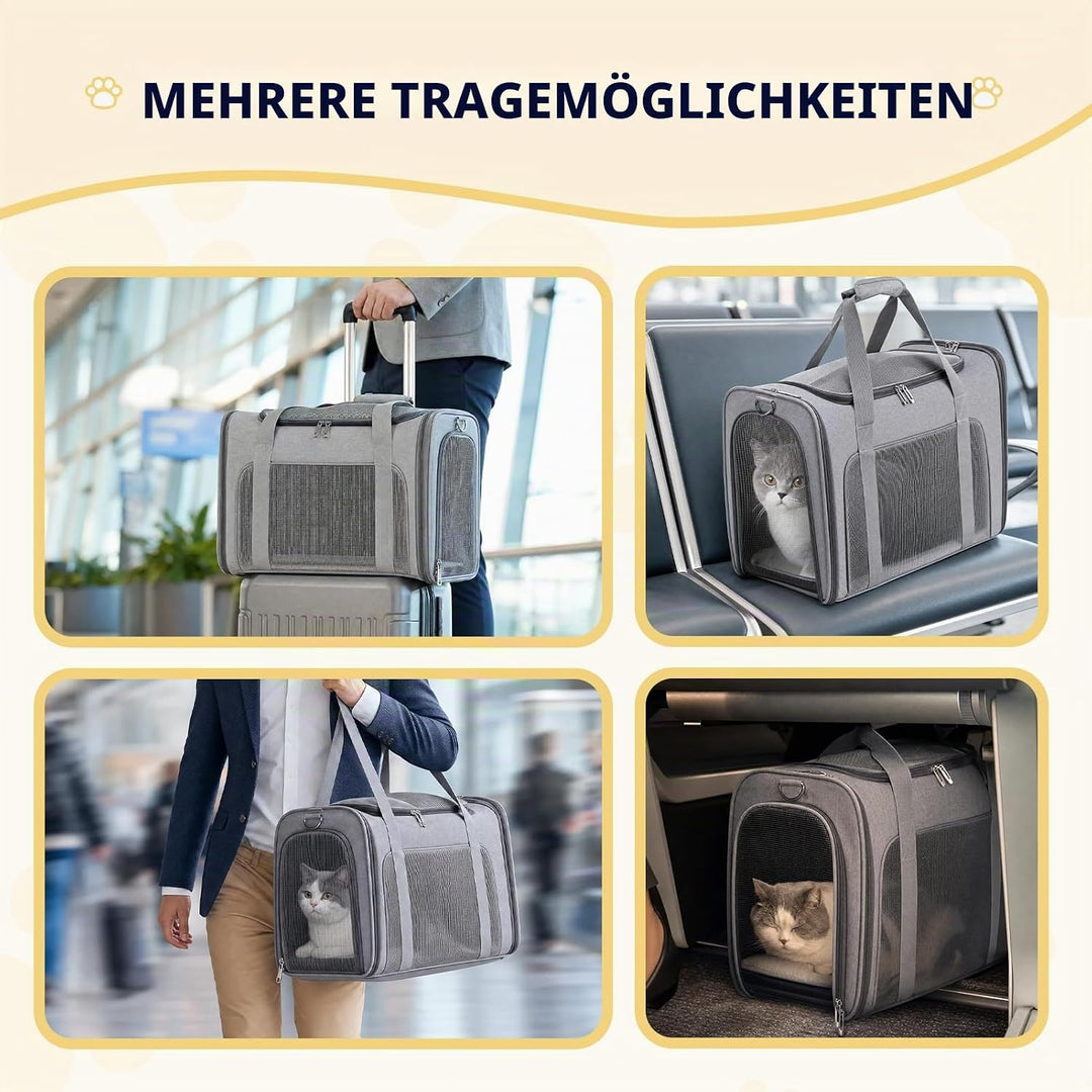 Hundetasche Flugzeug 55x40x23 Eurowings Lufthansa，Faltbare leichte Tragetasche mit Netzstoff Flugtas
