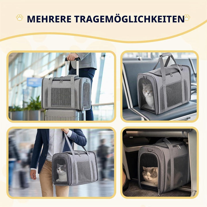 Hundetasche Flugzeug 55x40x23 Eurowings Lufthansa，Faltbare leichte Tragetasche mit Netzstoff Flugtas