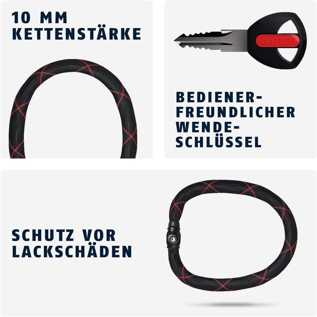 ABUS Kettenschloss Ivy Chain 9210 – Fahrradschloss aus gehärtetem Stahl – 10 mm dicke Kette – ABUS-S