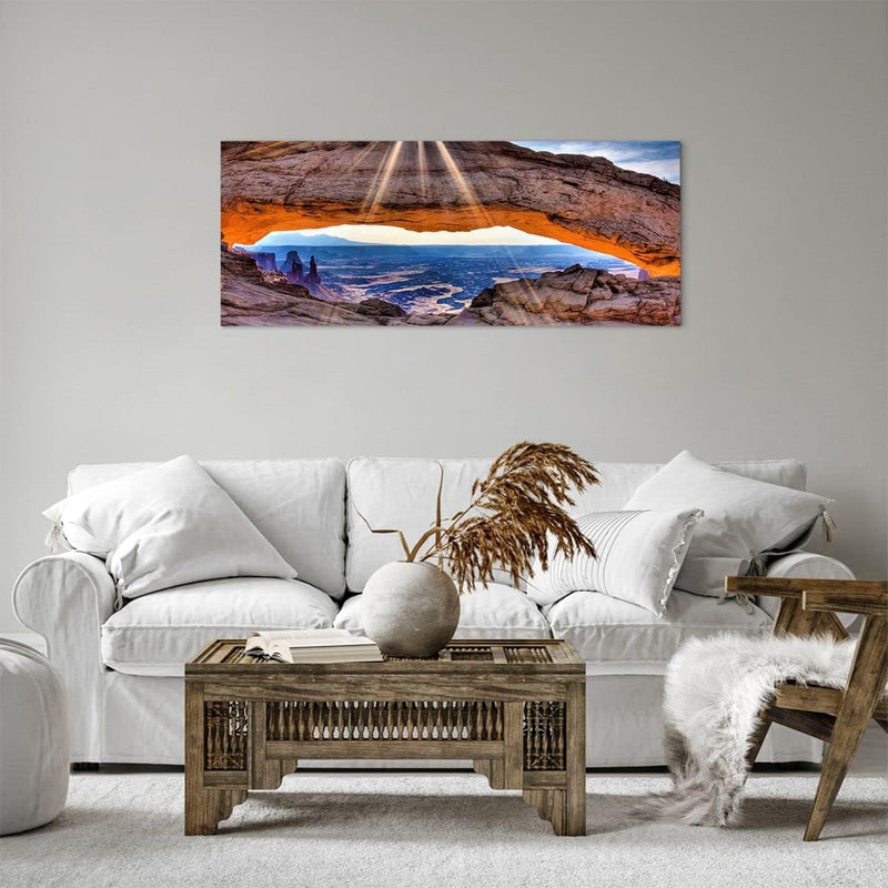 Panorama Bilder auf Leinwand 100x40cm Leinwandbild Felsen Ansicht Landschaft Gross Wanddeko Bild Sch