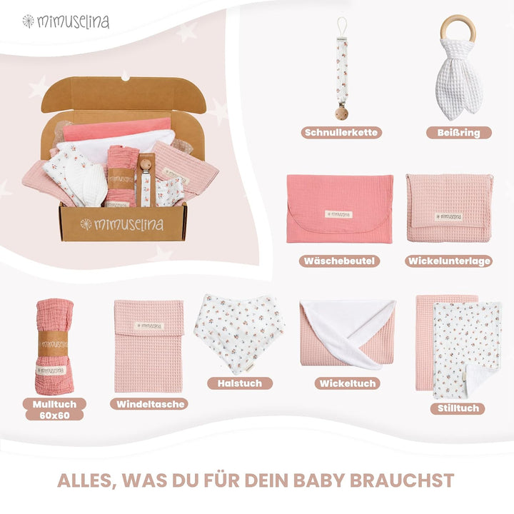MIMUSELINA Pack Neugeborenen Geschenk | Baby Geschenk Mädchen oder Junge | Babygeschenke zur Geburt