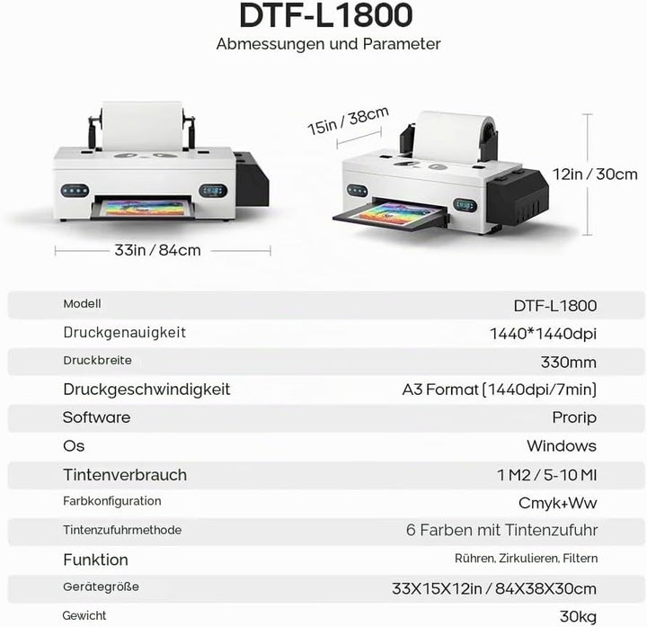 Procolored F13 DTF Drucker Bundle A3 L1800 13Inches T Shirt Druckmaschine mit Aushärtung Ofen Cutter