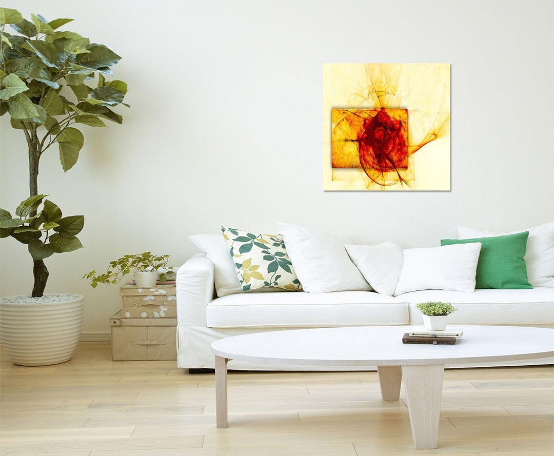 Paul Sinus Art Triumphliebe - Abstrakt350_60x60cm Bild auf Leinwand Abstraktes Motiv beige rot gelb