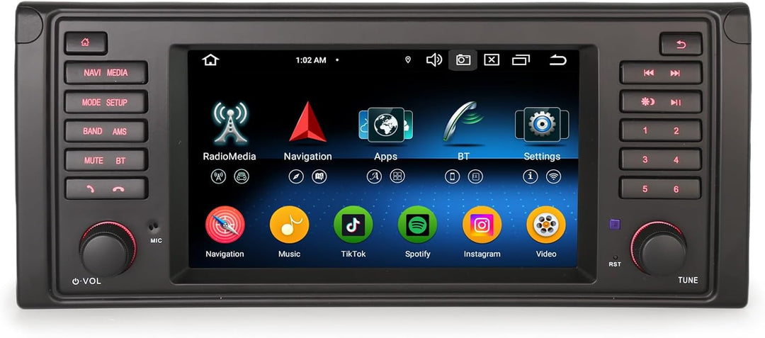 Erisin 8-Kern 4GB+64GB Android 14 Autoradio Bluetooth für BMW 5 Series 5er E39 M5 7 Zoll GPS Navi IP