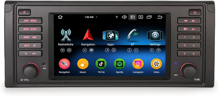 Erisin 8-Kern 4GB+64GB Android 14 Autoradio Bluetooth für BMW 5 Series 5er E39 M5 7 Zoll GPS Navi IP