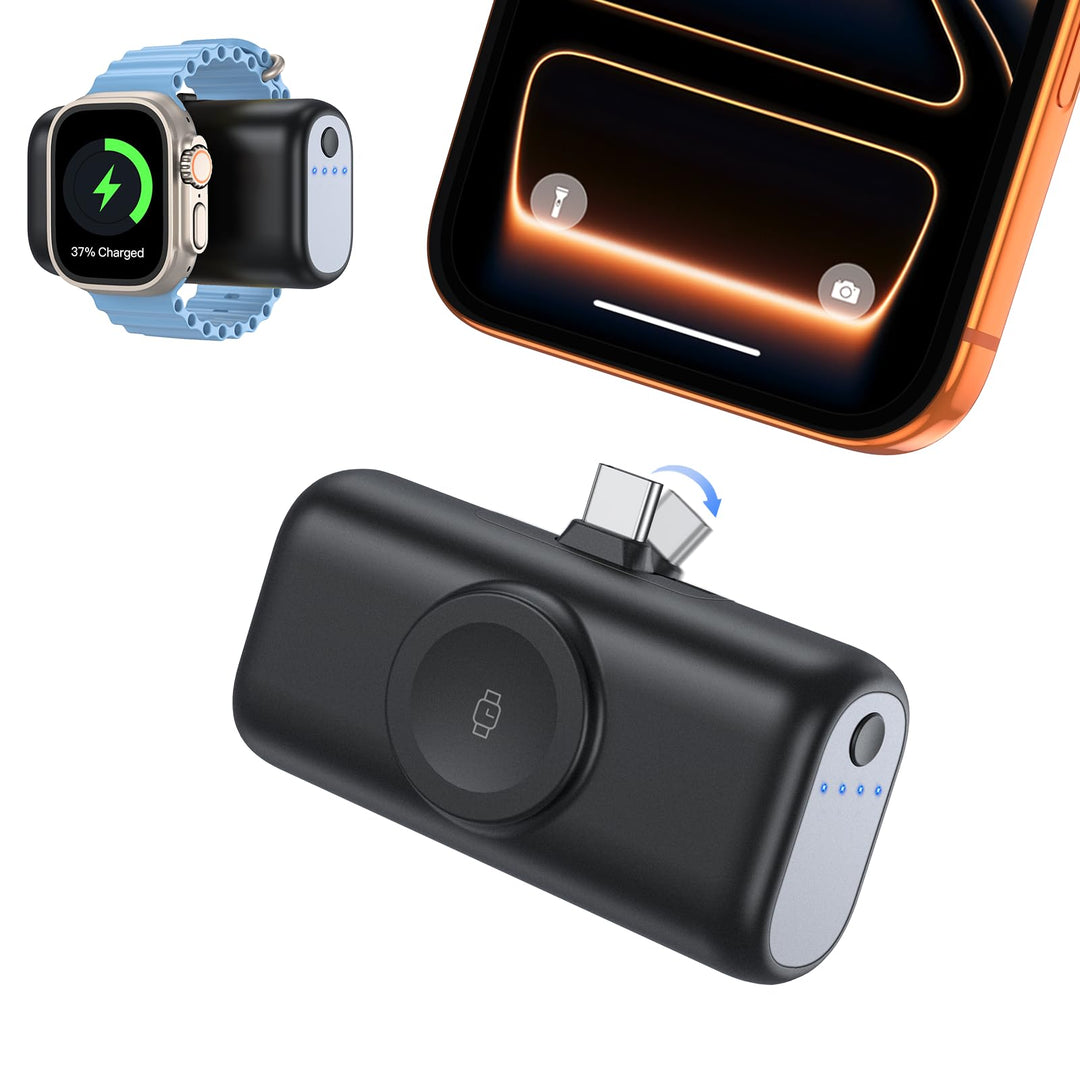 3 in 1 Mini Powerbank USB C für iPhone,5000mAh Klein Power Bank für iWatch,Kompatibel mit iPhone 17