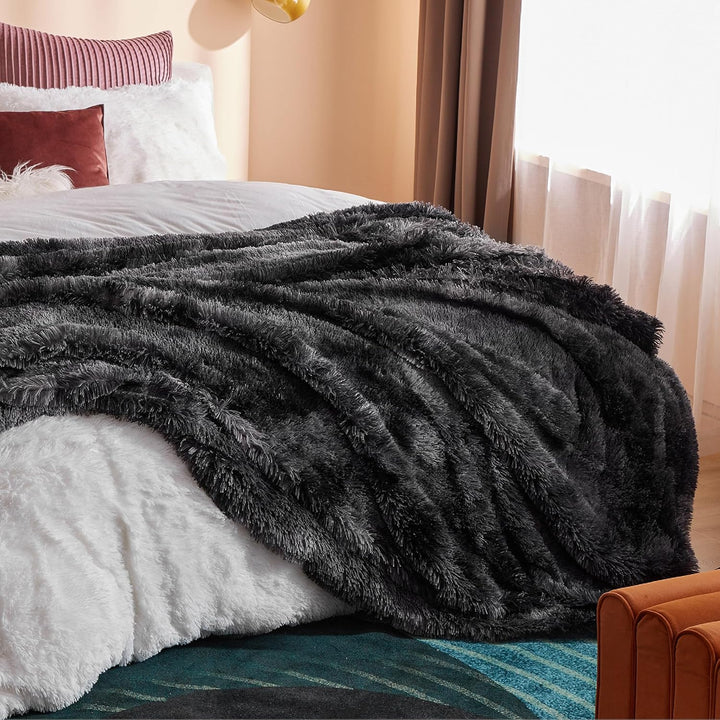 BEDSURE Kuscheldecke Flauschig Decke, Schwarz Sofadecke Warm Sherpa Decke, Felldecke Dicke Decken Co