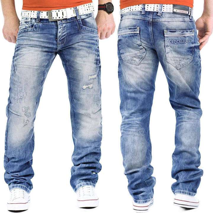 Cipo & Baxx Herren Destroyed Jeans bans 28W / 30L Blau - 21, 28W / 30L Blau - 21