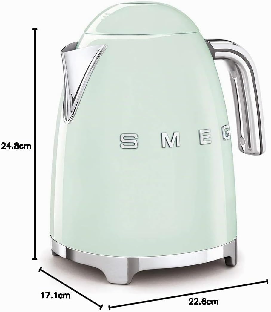 Smeg Elektrischer Wasserkocher KLF03PGEU, Chrom, Edelstahl, 1.7 liters, Pastellgrün 1.7 Liter Pastel