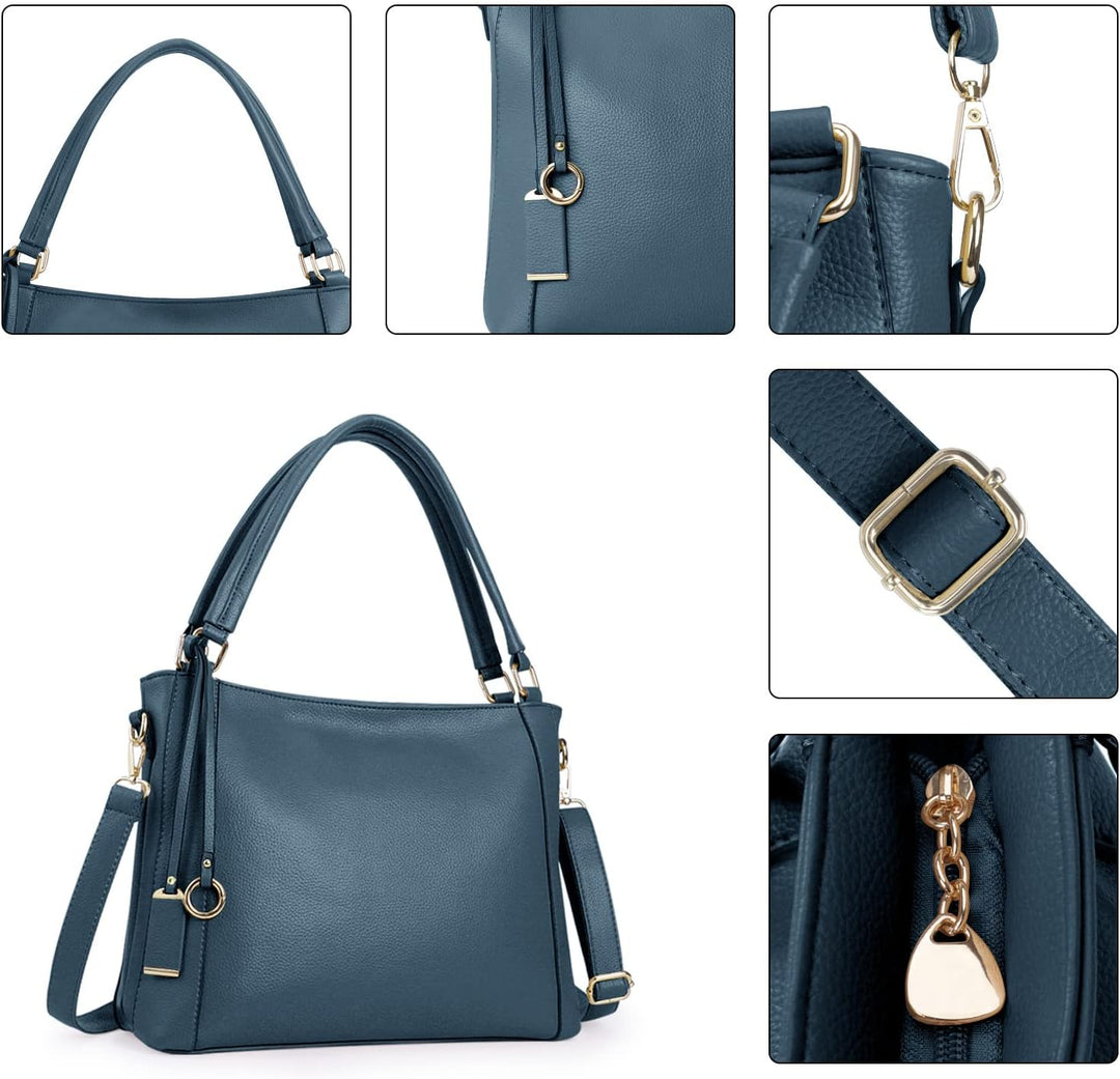 HAWEE Mode Damen Handtasche aus Weiches PU-Leder Umhängetasche Grosse Schultertasche mit Reissversch