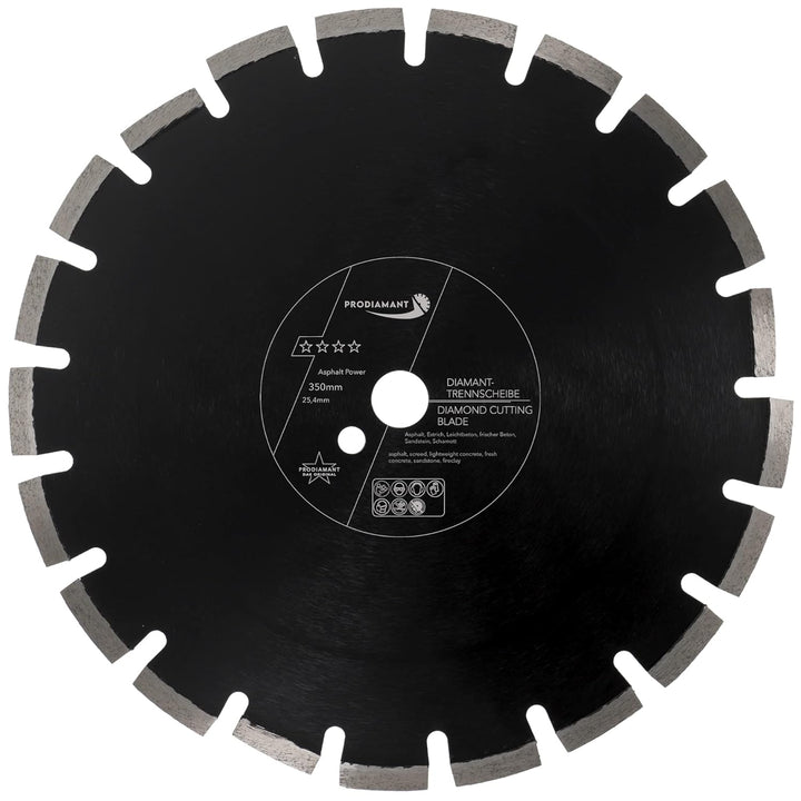 PRODIAMANT Asphalt Diamanttrennscheibe 350 mm x 25,4 mm Abrasive Diamantblocksegmente für Strassen,