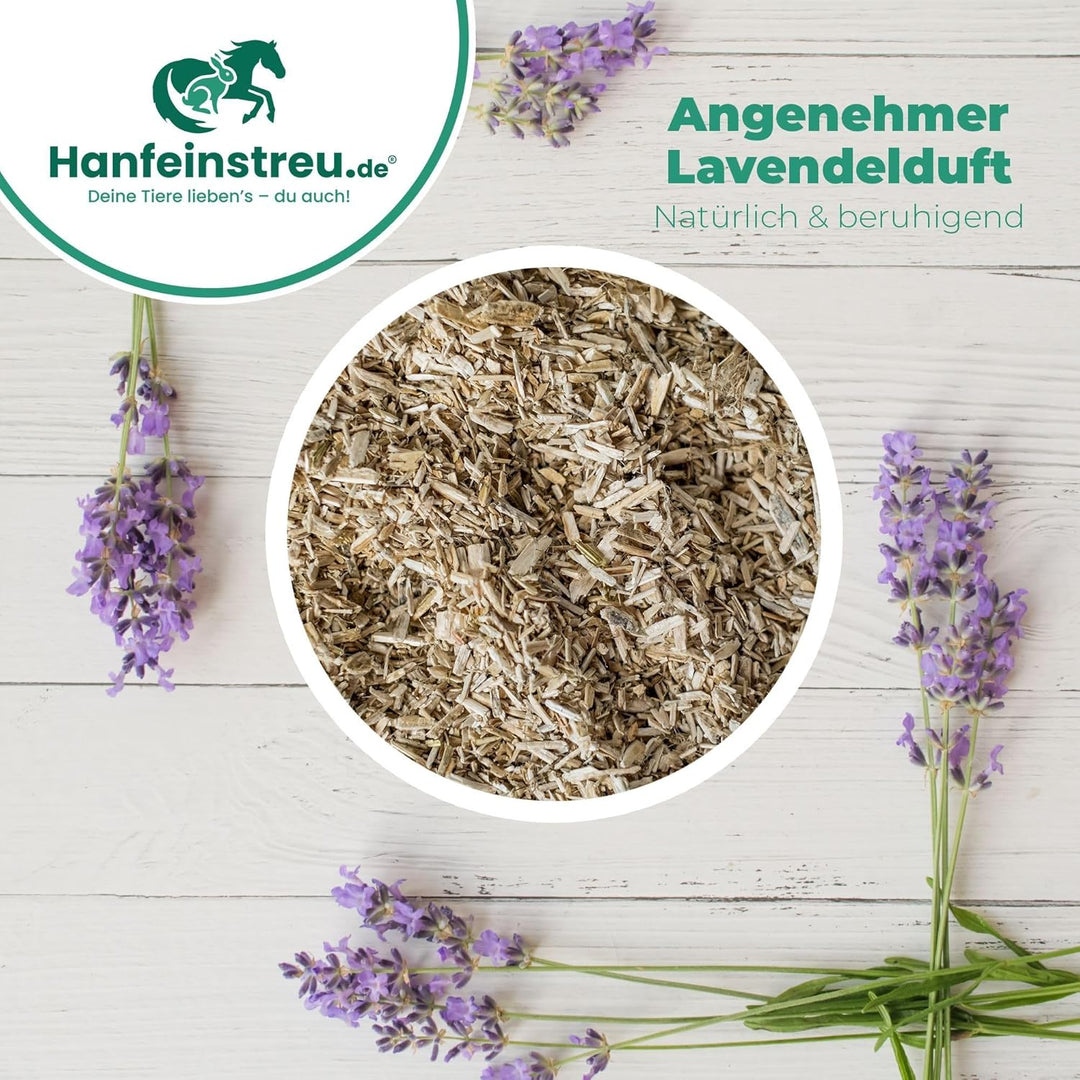 Hanfeinstreu mit Lavendel für Kleintiere, Hühner und Pferde, 30 Liter, 100% Naturprodukt, Extrem Sau