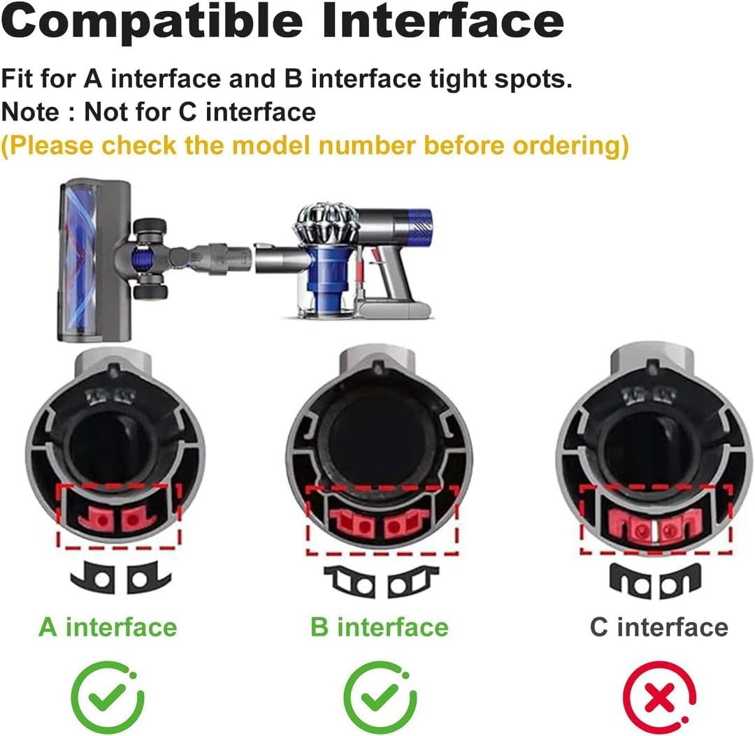 Ersatzbürstenkopf für Dyson V6, DC58, DC59, DC61, DC62, DC74, Motorisierte V-förmige Walze mit LED-L
