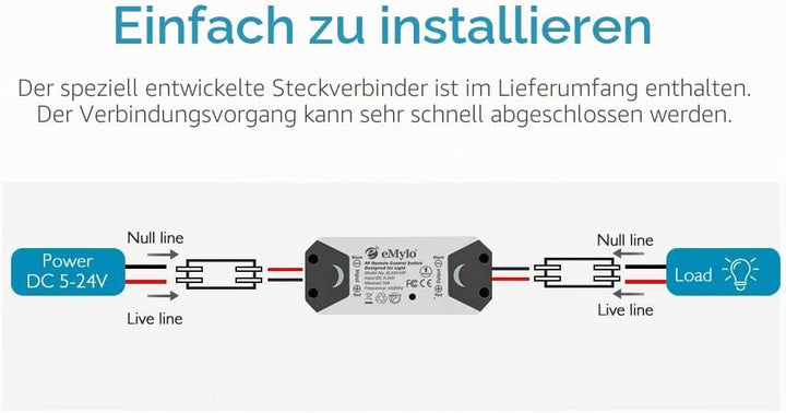 eMylo Smart Wireless RF Relay Schalter DC 12V HF Relaismodul Ein 1 Kanal Fernsteuerungsschalter 5V-2