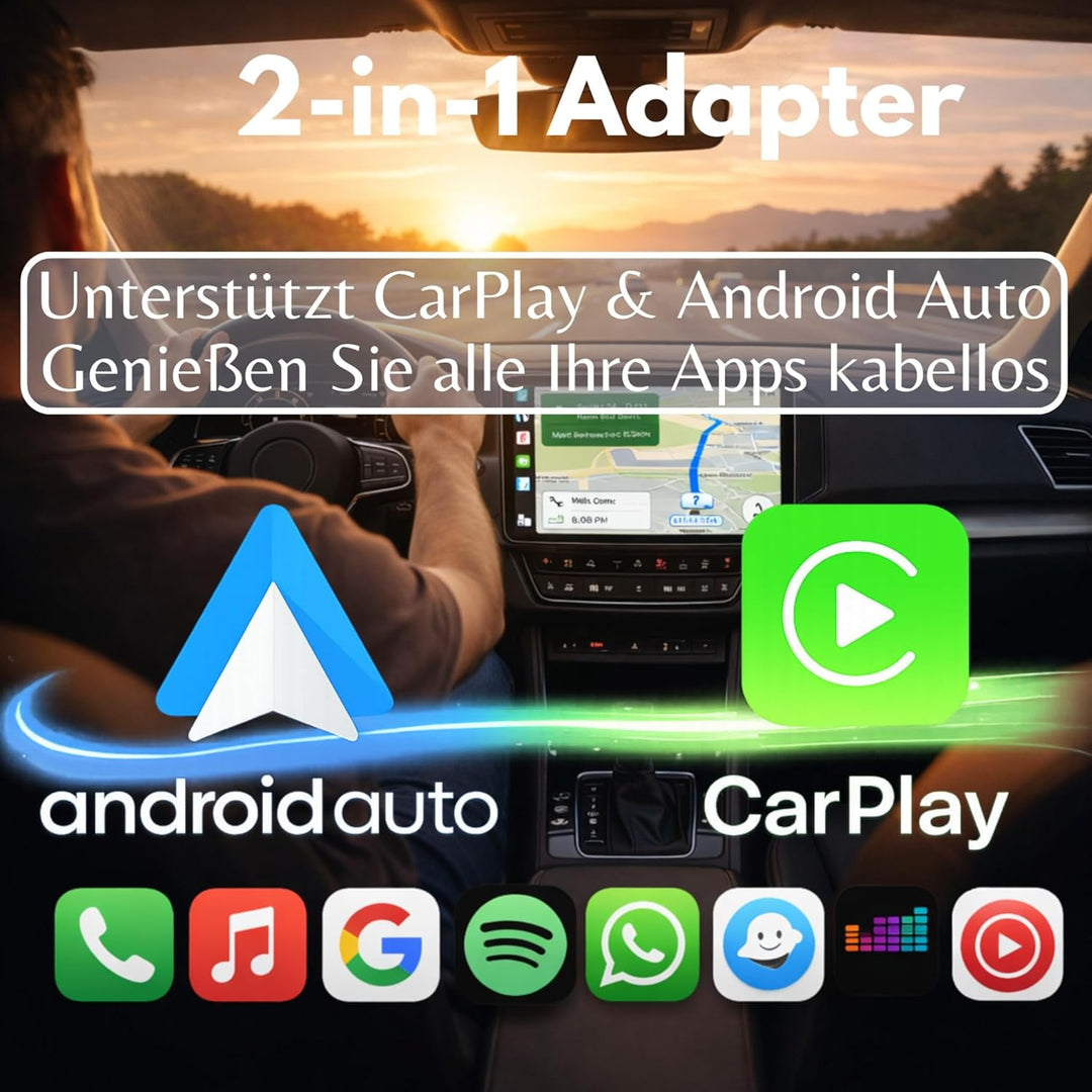 C-Pro USB-A Kabelloser CarPlay & Android Auto Adapter – Dual-Speicher (Ideal für Paare) – Zink-Gehäu