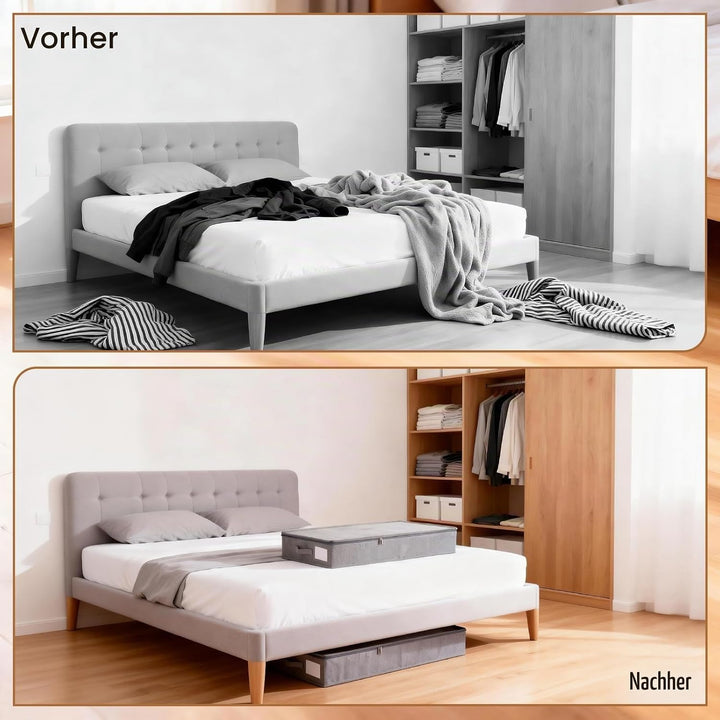 2stk Unterbett Aufbewahrungsbox mit Deckel, Unterbettkommode 12cm Hoch, Unterbett Aufbewahrung mit S