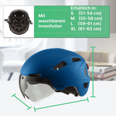 GOOFF Pilot S-Pedelec Helm - Schutz für schnelle E-Bike Fahrten – Fahrradhelm mit Visier und Licht –