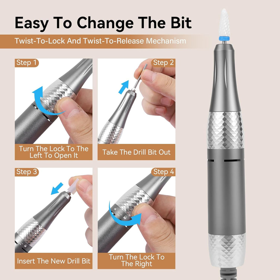 Elektrisch Nagelfräser, 45,000RPM Fräser Nail Drill Nagelfräser Set, Professionelle Nagelfeile mit L