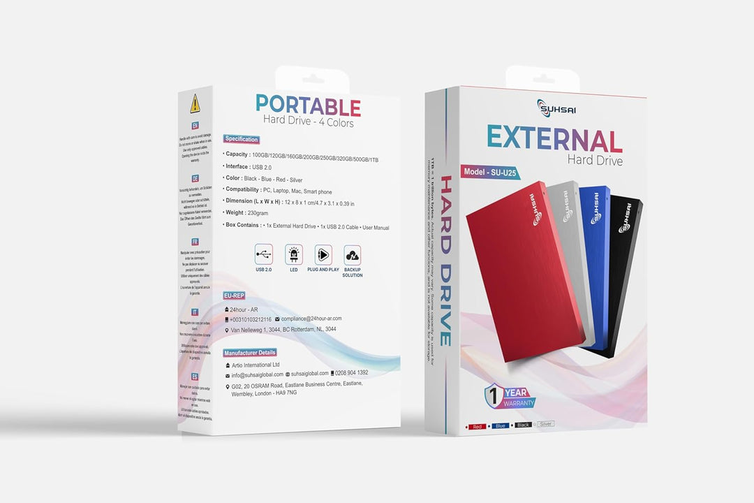 Storite F32 2,5 Zoll Ultra Slim Tragbare Externe Festplatte USB 2.0 mit 1 TB Speichererweiterung HDD